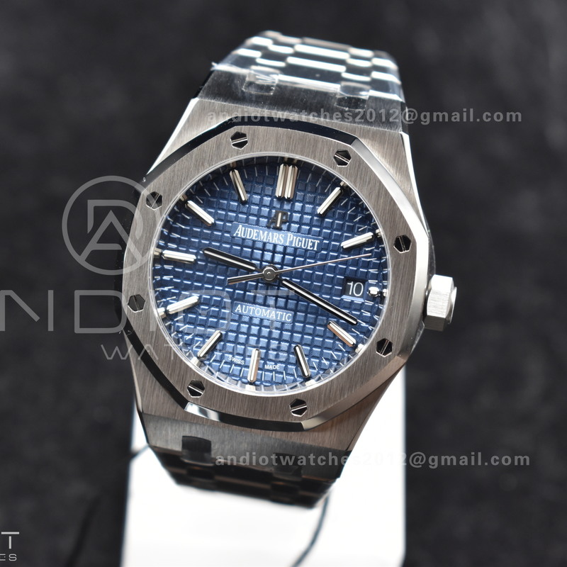 Royal Oak 37mm 15450 SS ZF 1:1 Best Edition Blue Textured Dial on SS Bracelet SA3120 Super Clone